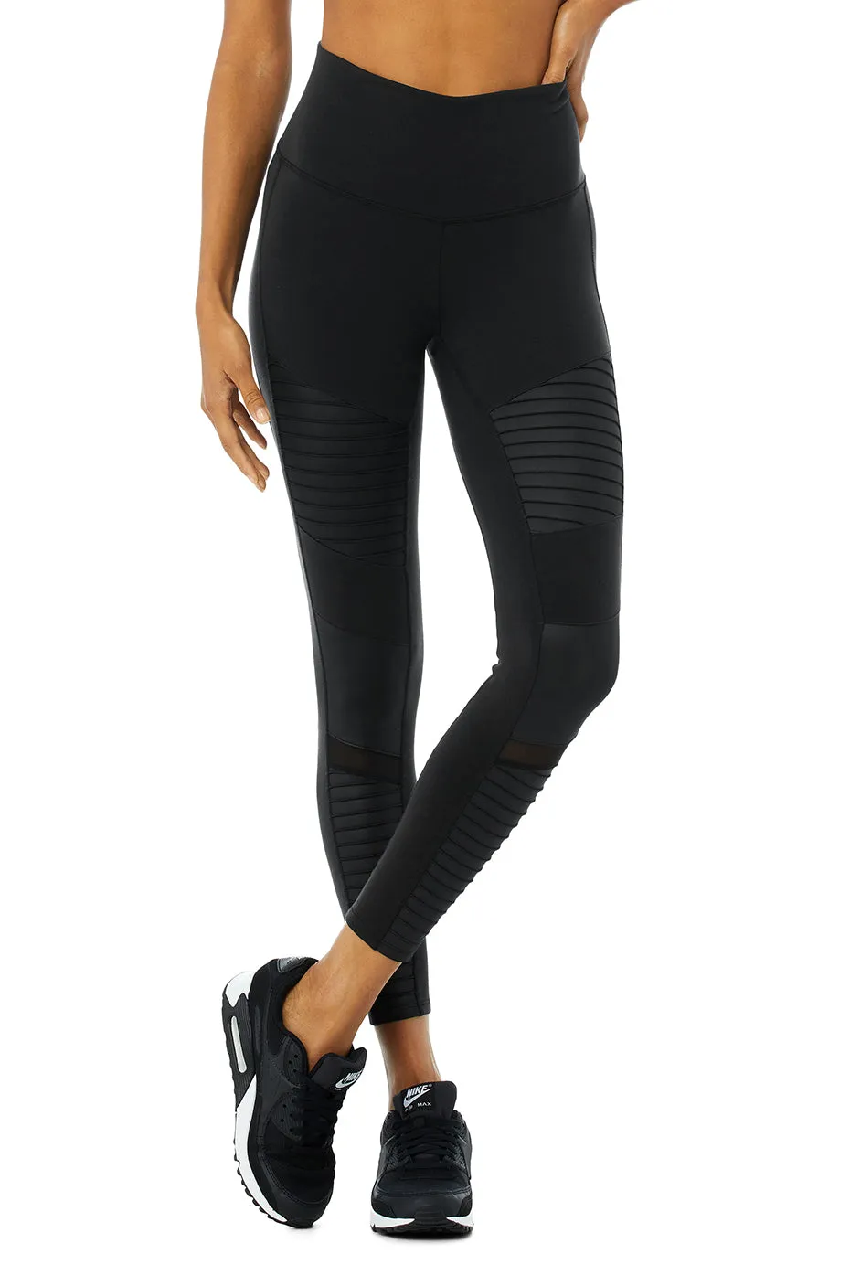 7/8 High-Waist Moto Legging - Black