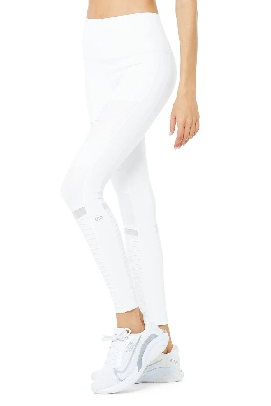 7/8 High-Waist Moto Legging - White