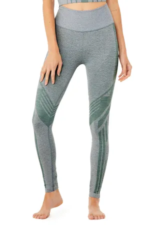 7/8 High-Waist Seamless Tempo Legging - Blue Haze Heather/Sprout Heather