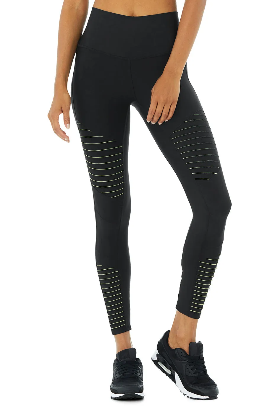 Airlift High-Waist 7/8 Moto Legging - Black/Highlighter