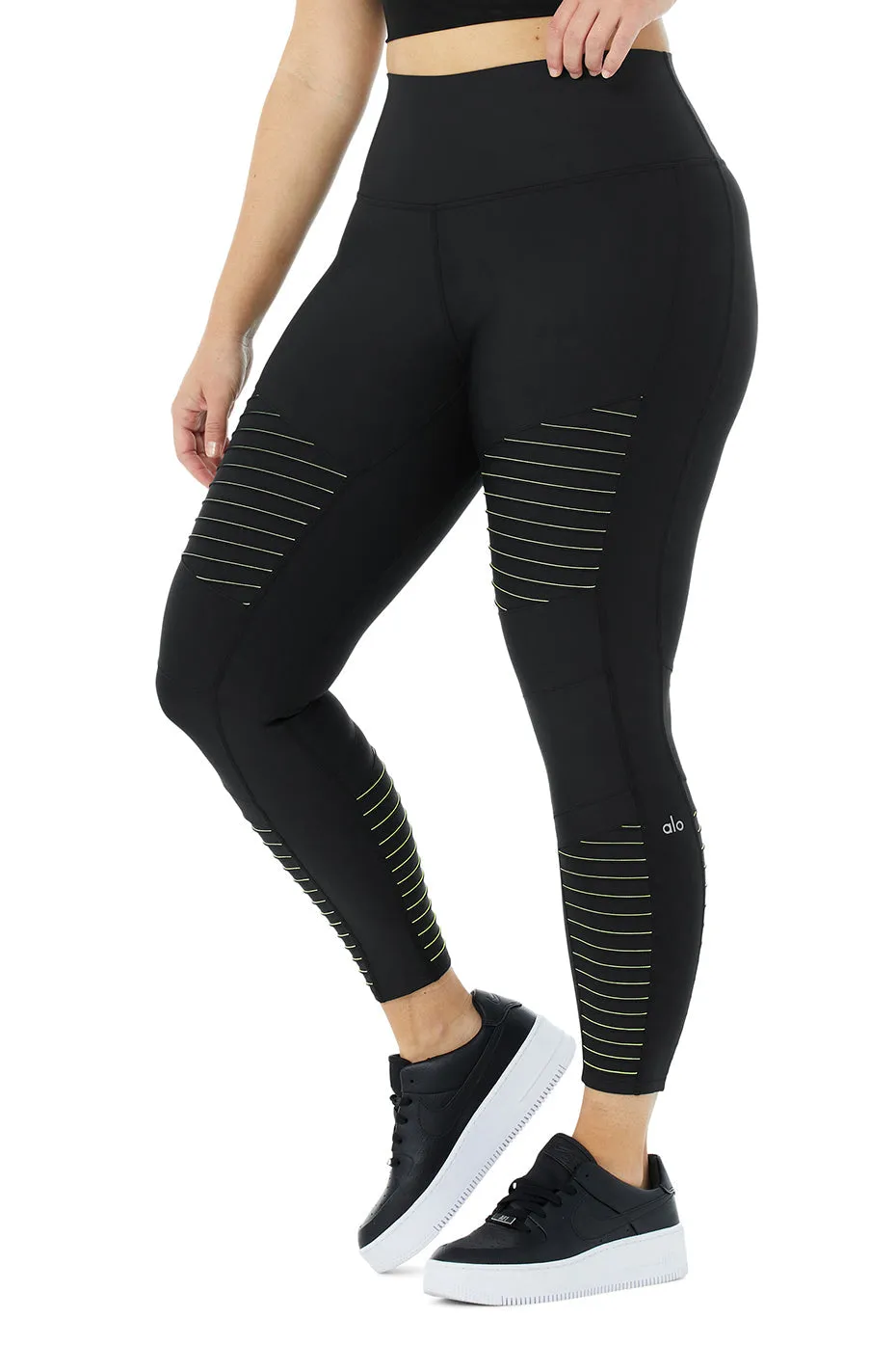 Airlift High-Waist 7/8 Moto Legging - Black/Highlighter