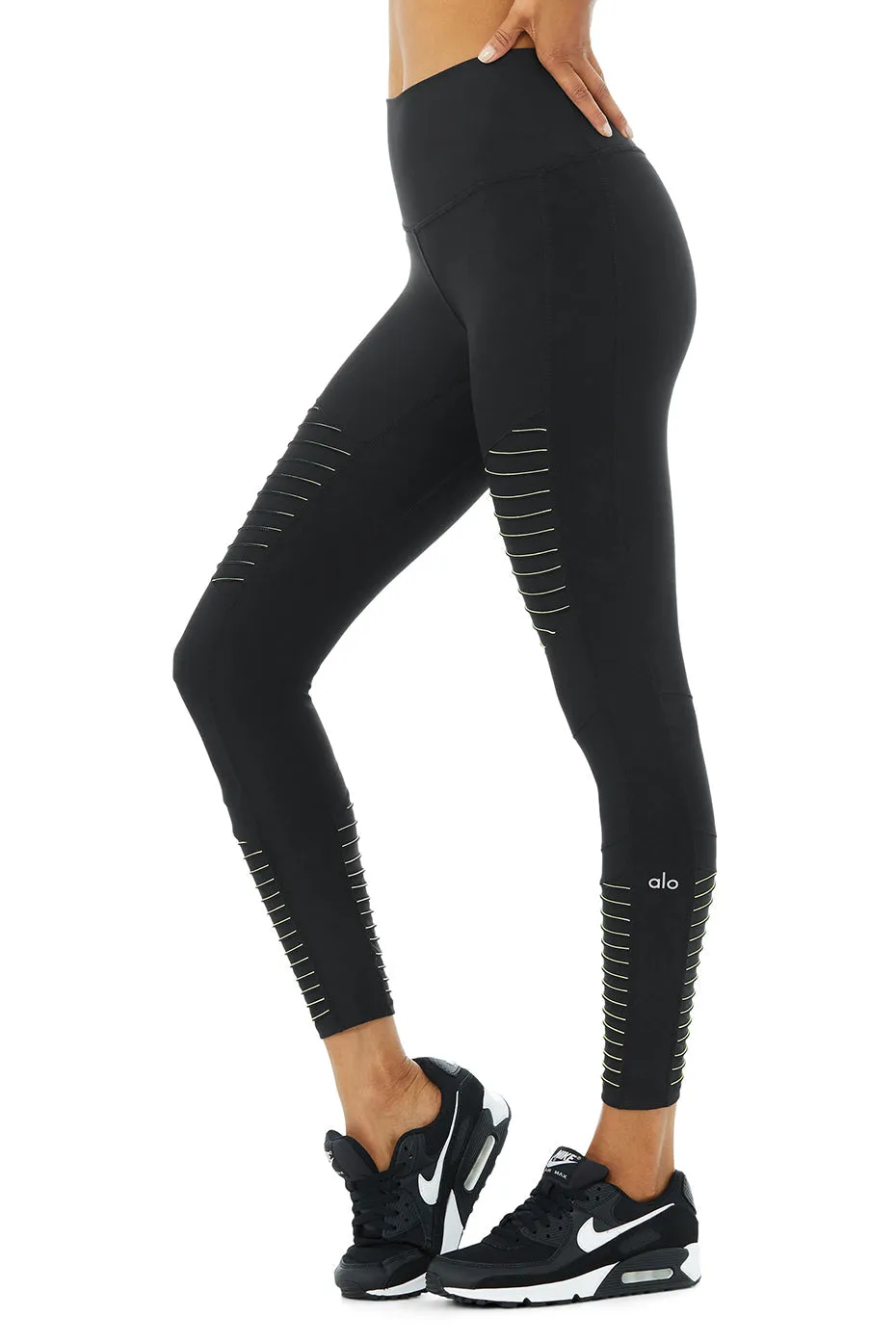 Airlift High-Waist 7/8 Moto Legging - Black/Highlighter