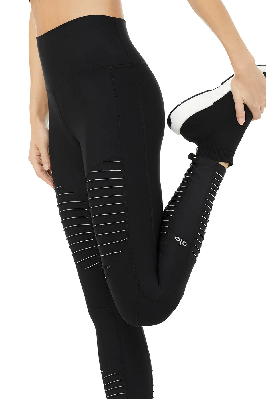 Airlift High-Waist 7/8 Moto Legging - Black/White