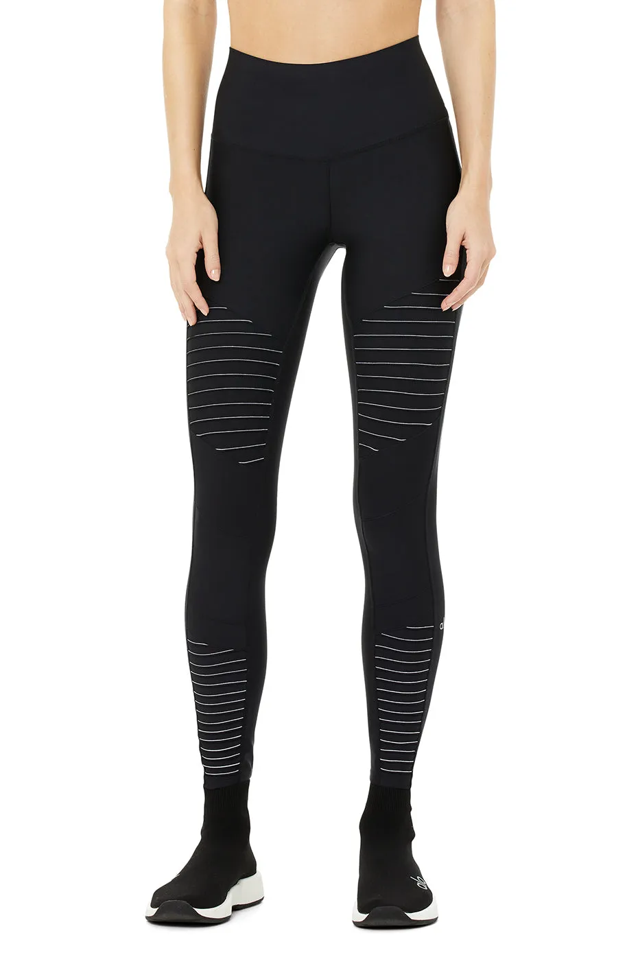 Airlift High-Waist 7/8 Moto Legging - Black/White