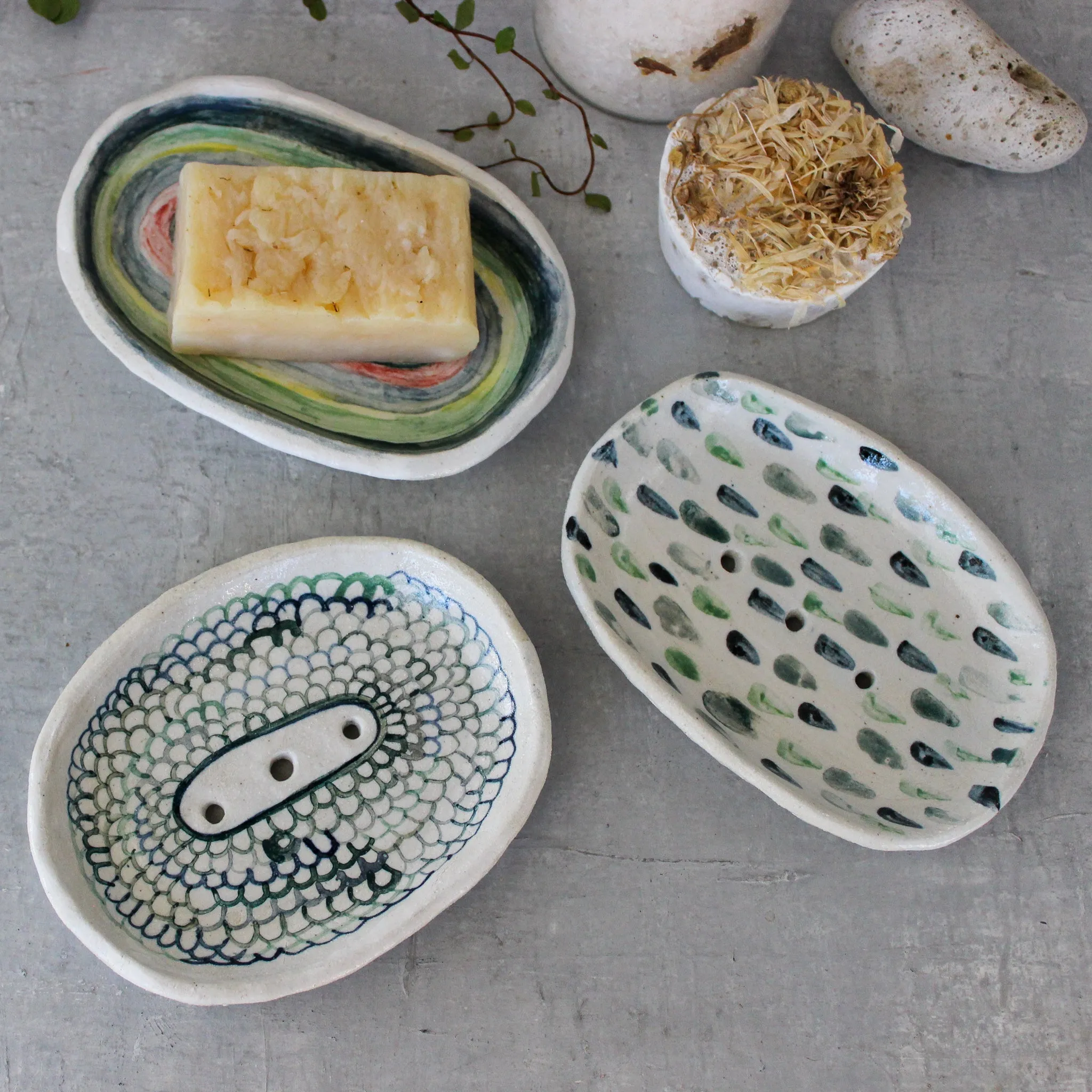 Ceramic Soap Dishes Painted Pattern