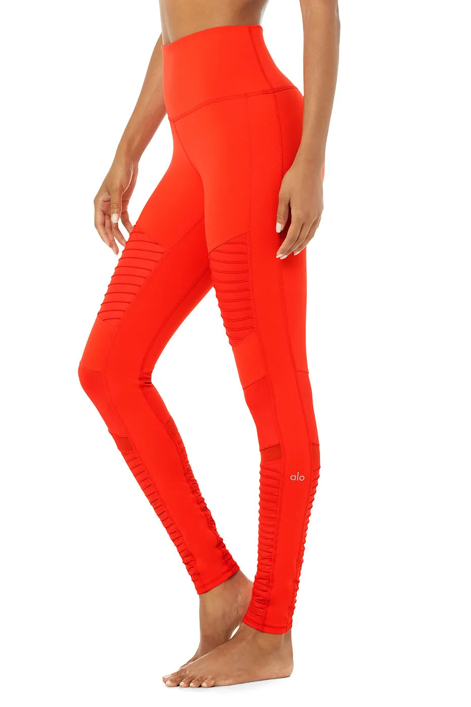 High-Waist Moto Legging - Cherry