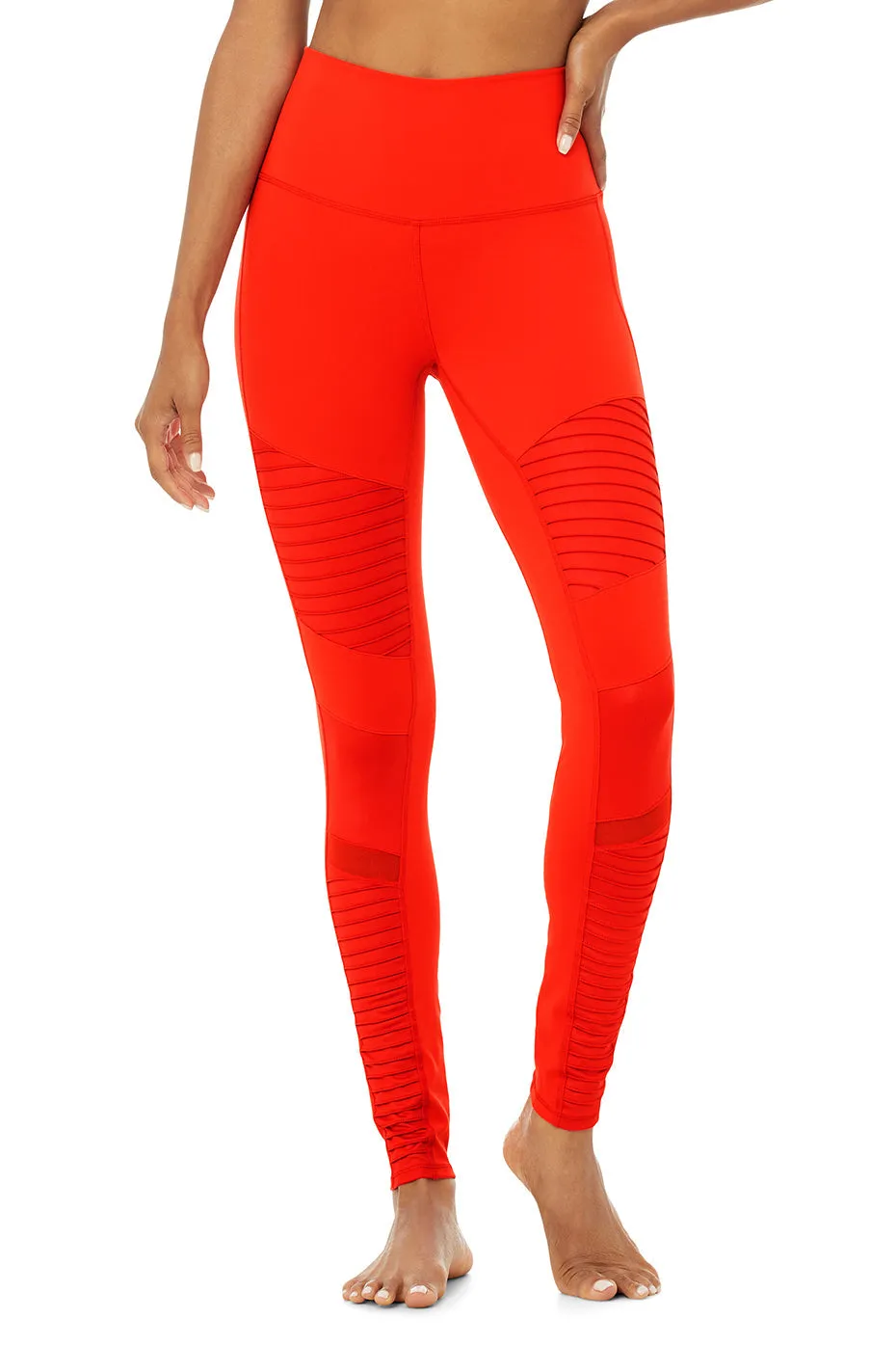 High-Waist Moto Legging - Cherry