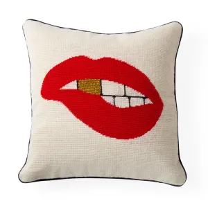 Lips Bitten Needlepoint Throw Cushion