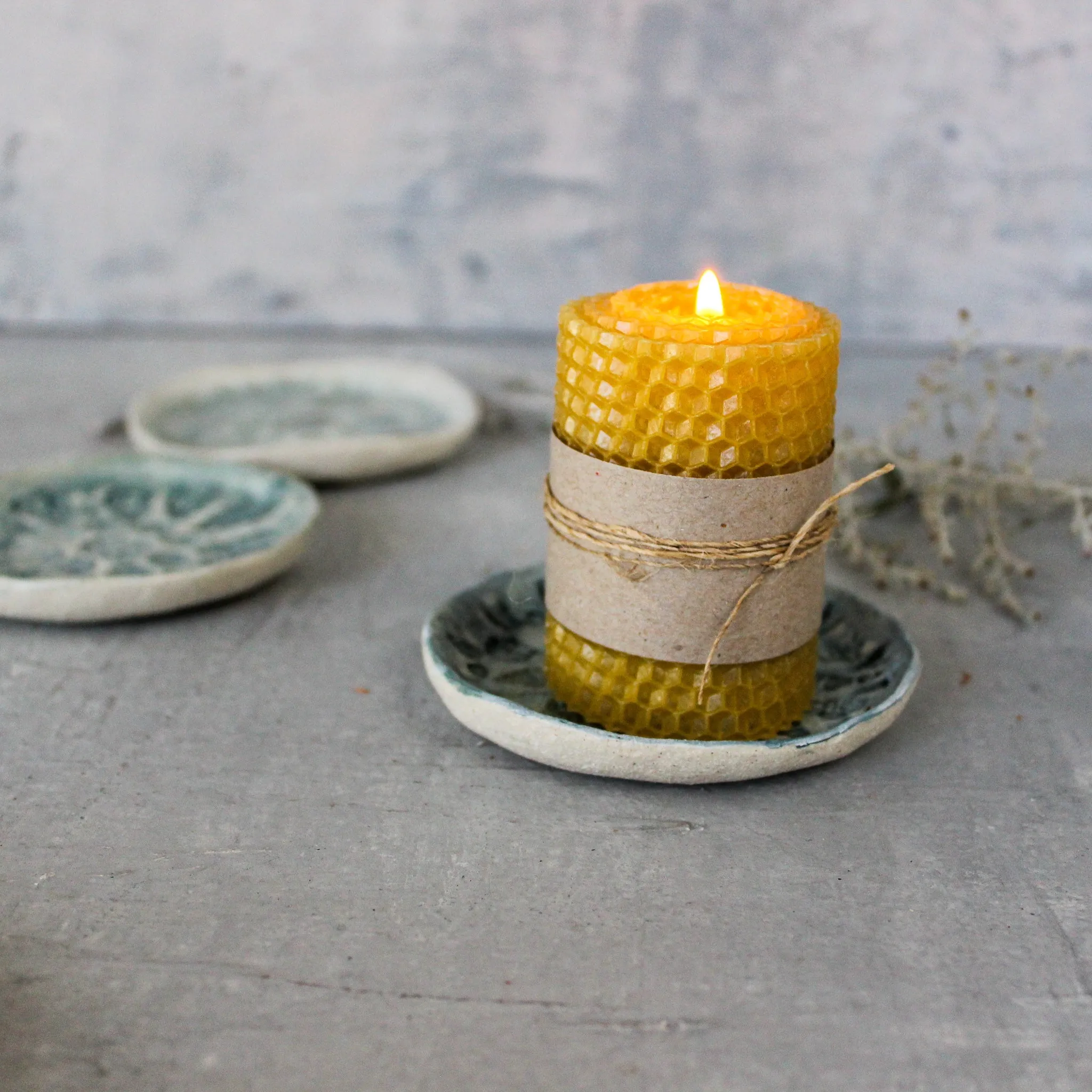 Little Ceramic Trays Green Lace