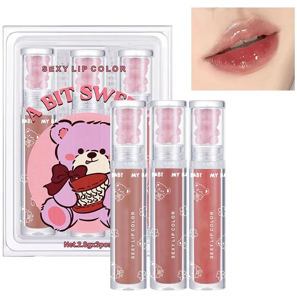 (NET) 3PCS Bear Jelly Lip Gloss/805172