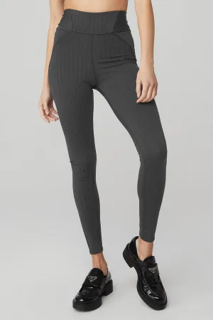 Pinstripe Jacquard Extreme High-Waist Legging - Anthracite/Black