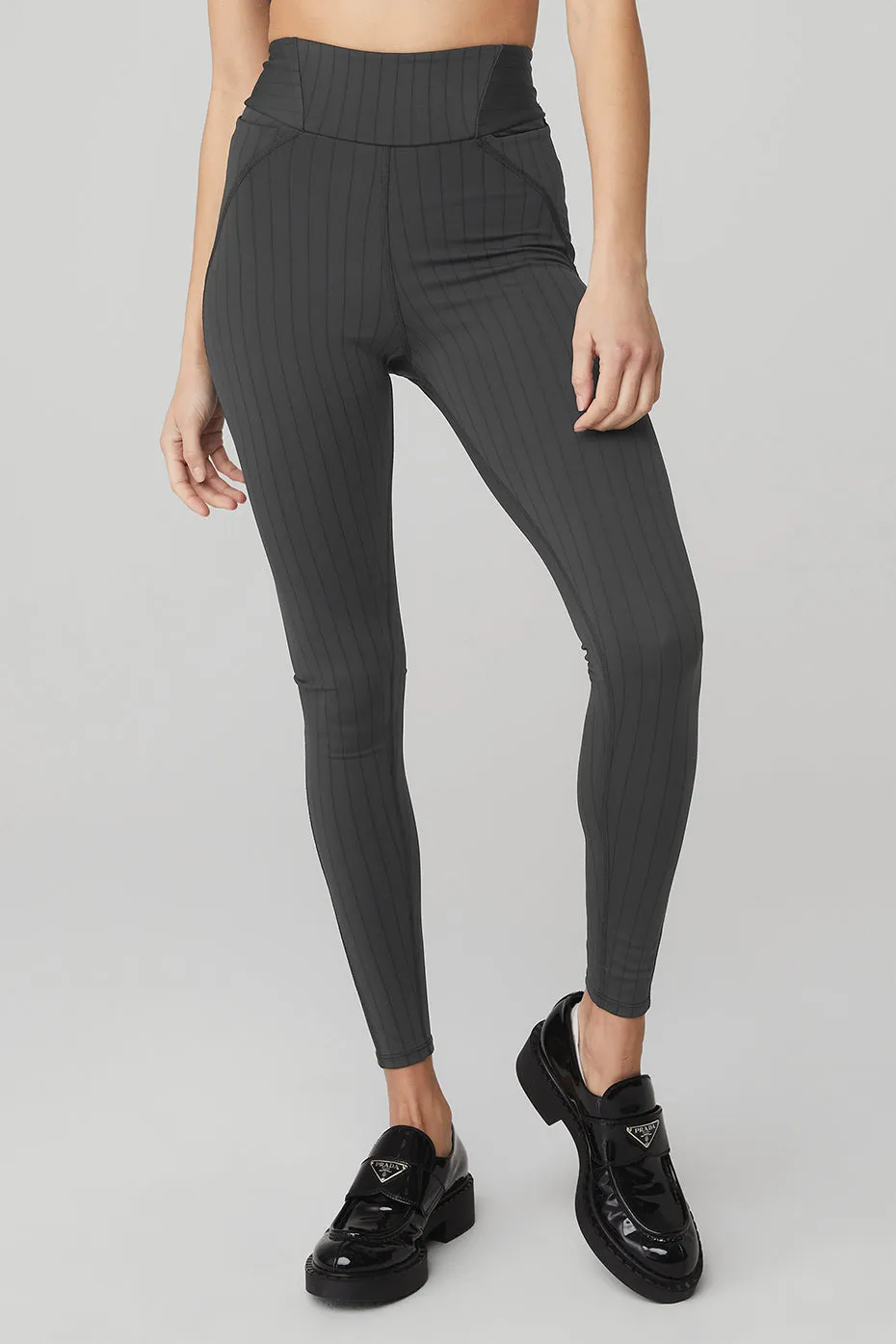 Pinstripe Jacquard Extreme High-Waist Legging - Anthracite/Black