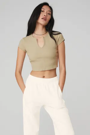 Ribbed Cropped Savvy Short Sleeve - California Sand