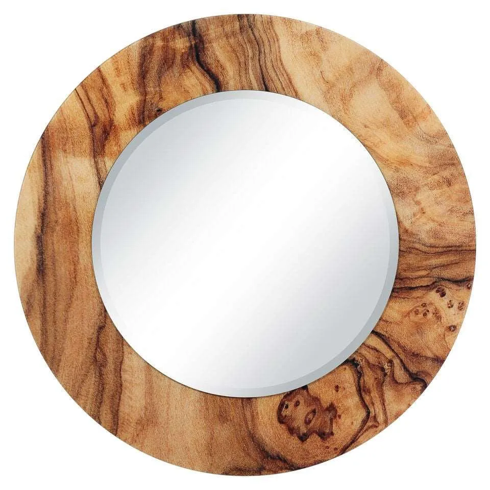 Round Beveled Mirror Reverse Printed Tempered Glass Art Mirror