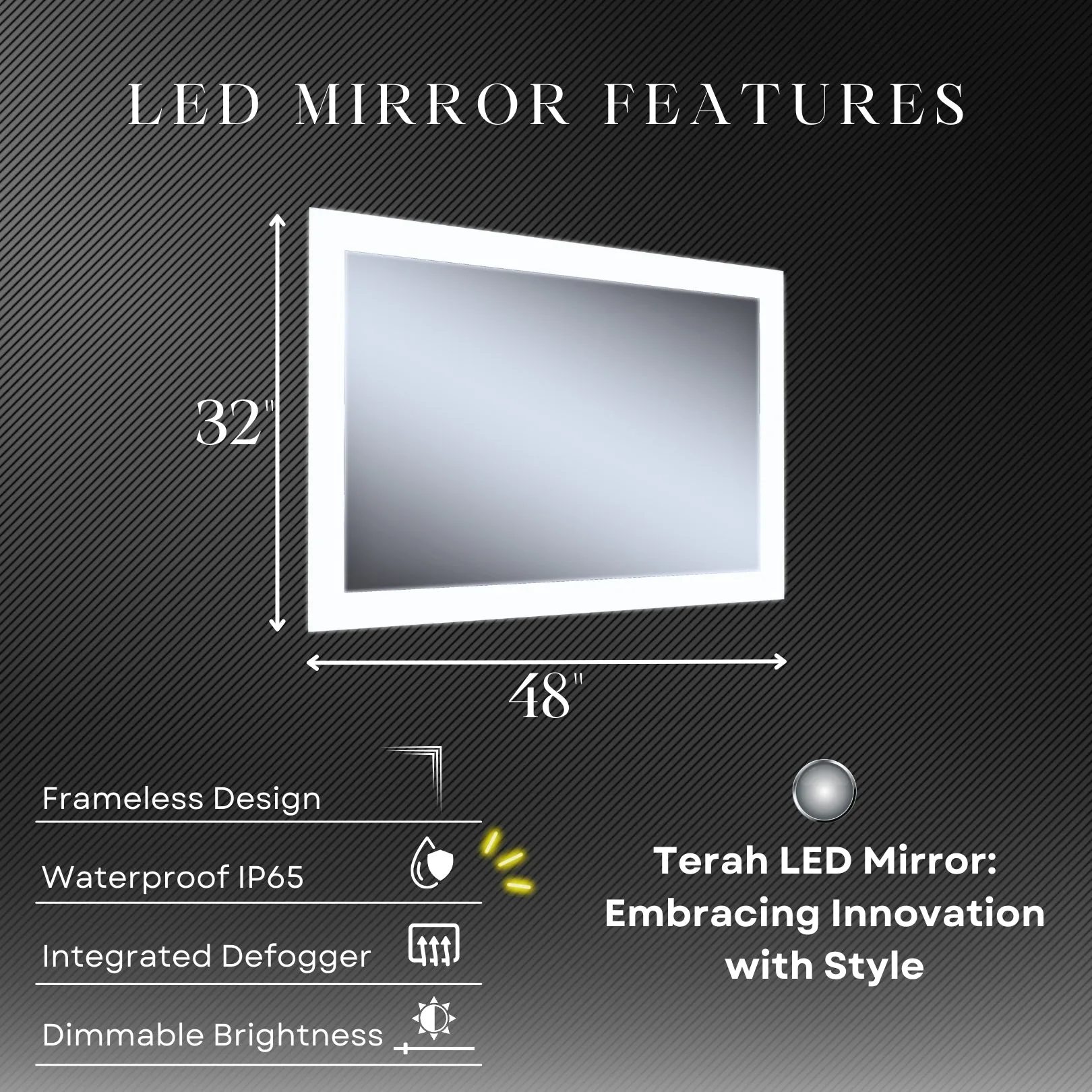 Terah 48"W x 32"H LED Mirror