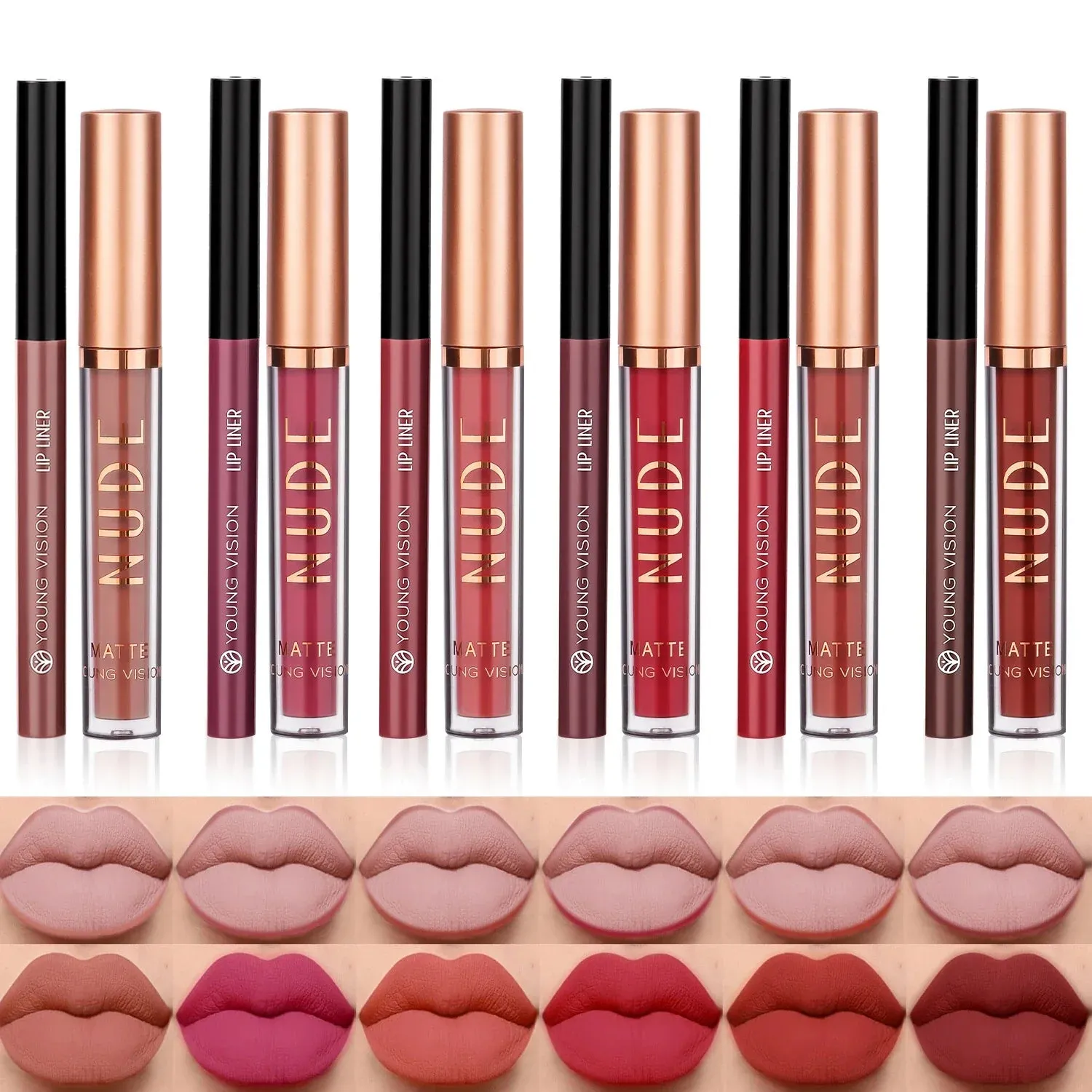 Toleet Christmas Thanksgiving gifts Winter Makeup Ideas 2Pcs Set of Boxes Velvet Matte Lipliner Lip Gloss Combination Lasting Non-stick Liquid Lipstick Nude Glaze Lips Makeup Cosmetics