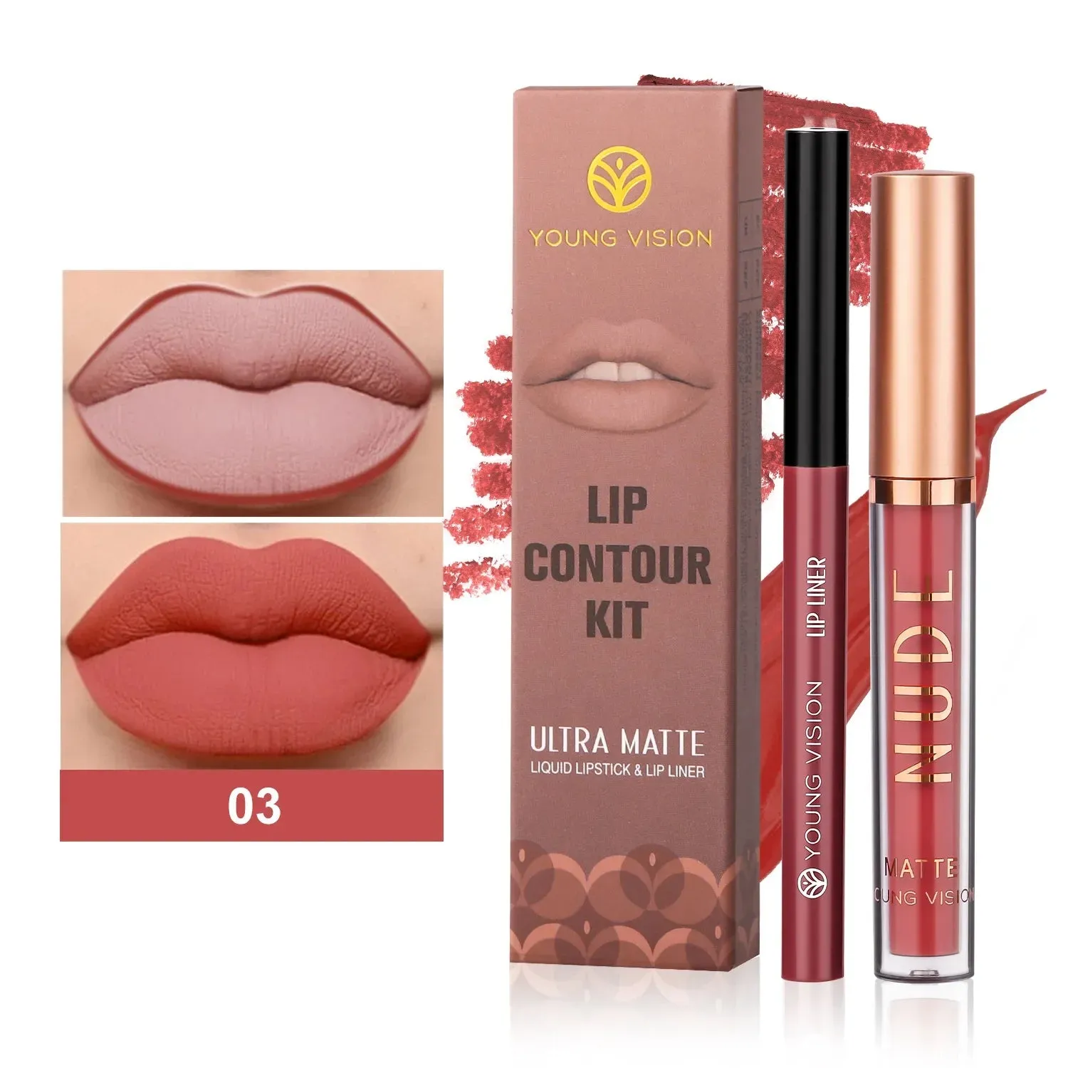 Toleet Christmas Thanksgiving gifts Winter Makeup Ideas 2Pcs Set of Boxes Velvet Matte Lipliner Lip Gloss Combination Lasting Non-stick Liquid Lipstick Nude Glaze Lips Makeup Cosmetics