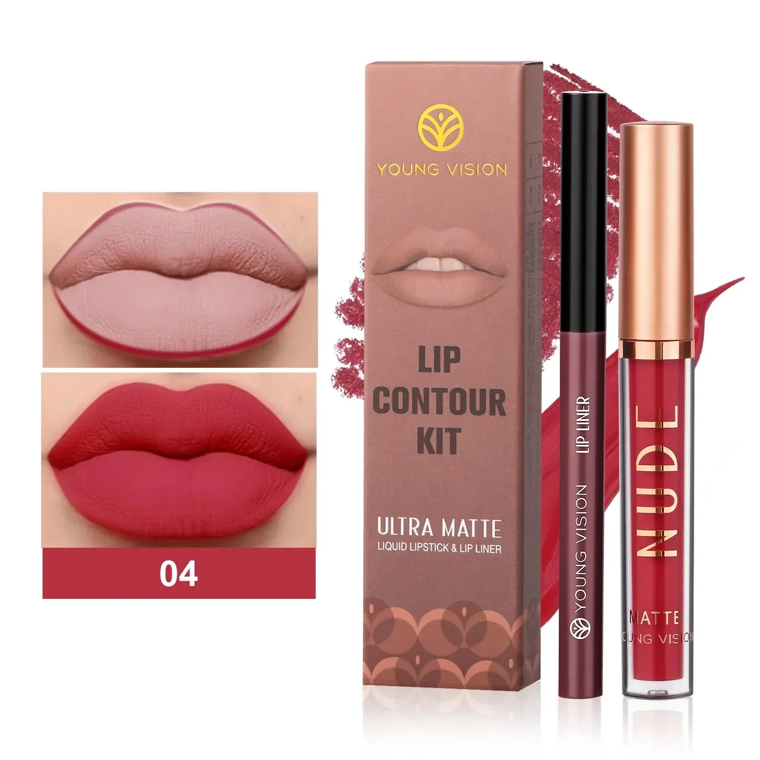 Toleet Christmas Thanksgiving gifts Winter Makeup Ideas 2Pcs Set of Boxes Velvet Matte Lipliner Lip Gloss Combination Lasting Non-stick Liquid Lipstick Nude Glaze Lips Makeup Cosmetics