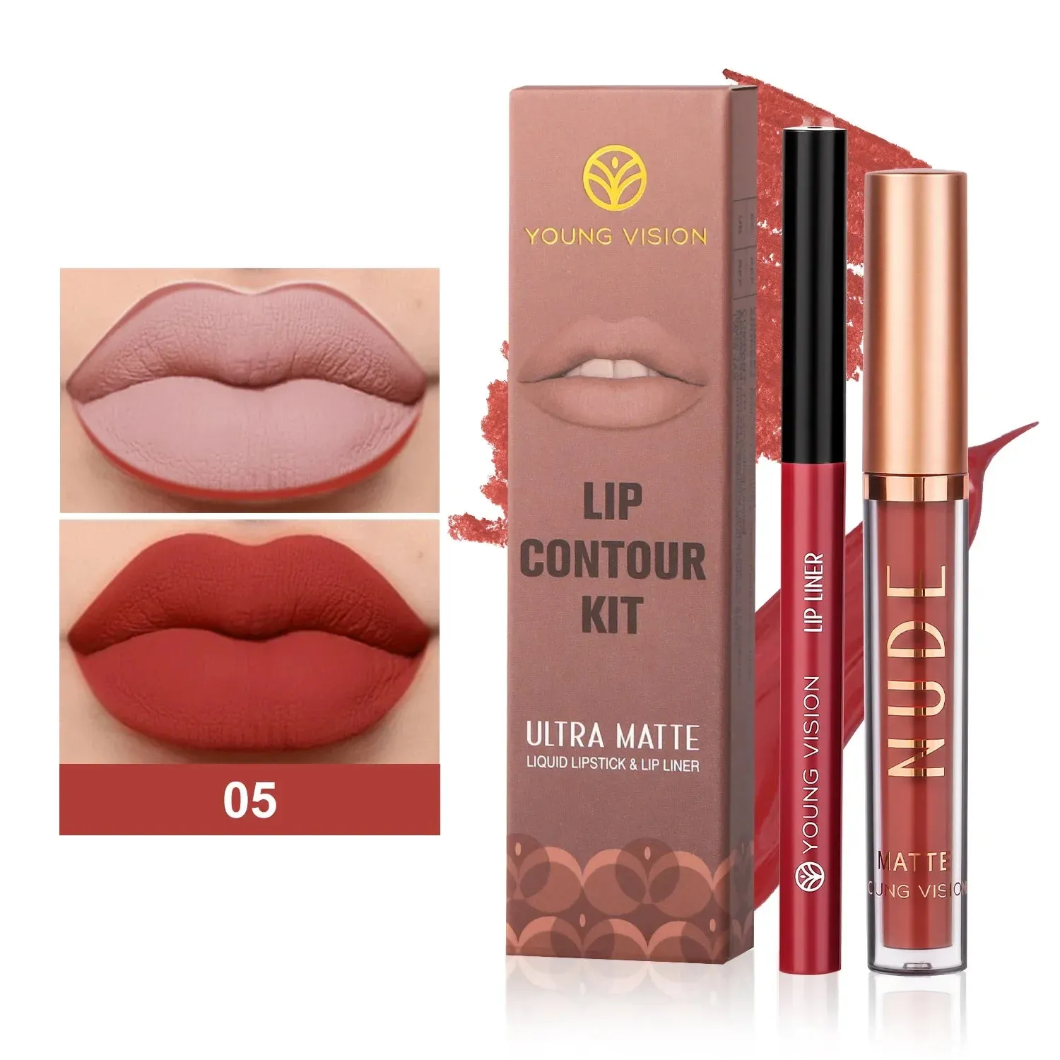 Toleet Christmas Thanksgiving gifts Winter Makeup Ideas 2Pcs Set of Boxes Velvet Matte Lipliner Lip Gloss Combination Lasting Non-stick Liquid Lipstick Nude Glaze Lips Makeup Cosmetics