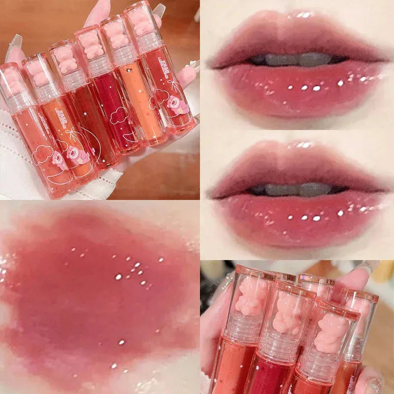 Toleet Christmas Thanksgiving gifts Winter Makeup Ideas Crystal Jelly Strawberry Mirror Lip Glaze Watery Lipgloss Waterproof Lasting Colored Tint Liquid Lipstick Beauty Makeup Cosmetic