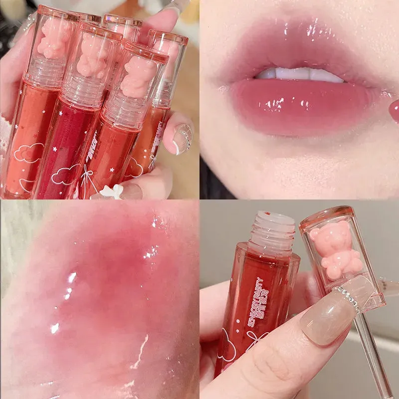 Toleet Christmas Thanksgiving gifts Winter Makeup Ideas Crystal Jelly Strawberry Mirror Lip Glaze Watery Lipgloss Waterproof Lasting Colored Tint Liquid Lipstick Beauty Makeup Cosmetic