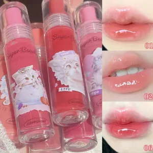 Toleet-Christmas/Thanksgiving Gift Winter Makeup Ideas 6Color Cat Mirror Lip Glaze High Gloss Moisturizing Sexy Red Lip Tint Lipstick Lip Essence Long Lasting Lipgloss Korean Cosmetic