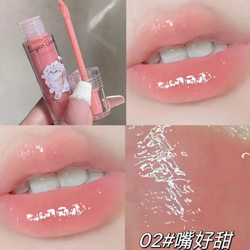 Toleet-Christmas/Thanksgiving Gift Winter Makeup Ideas 6Color Cat Mirror Lip Glaze High Gloss Moisturizing Sexy Red Lip Tint Lipstick Lip Essence Long Lasting Lipgloss Korean Cosmetic