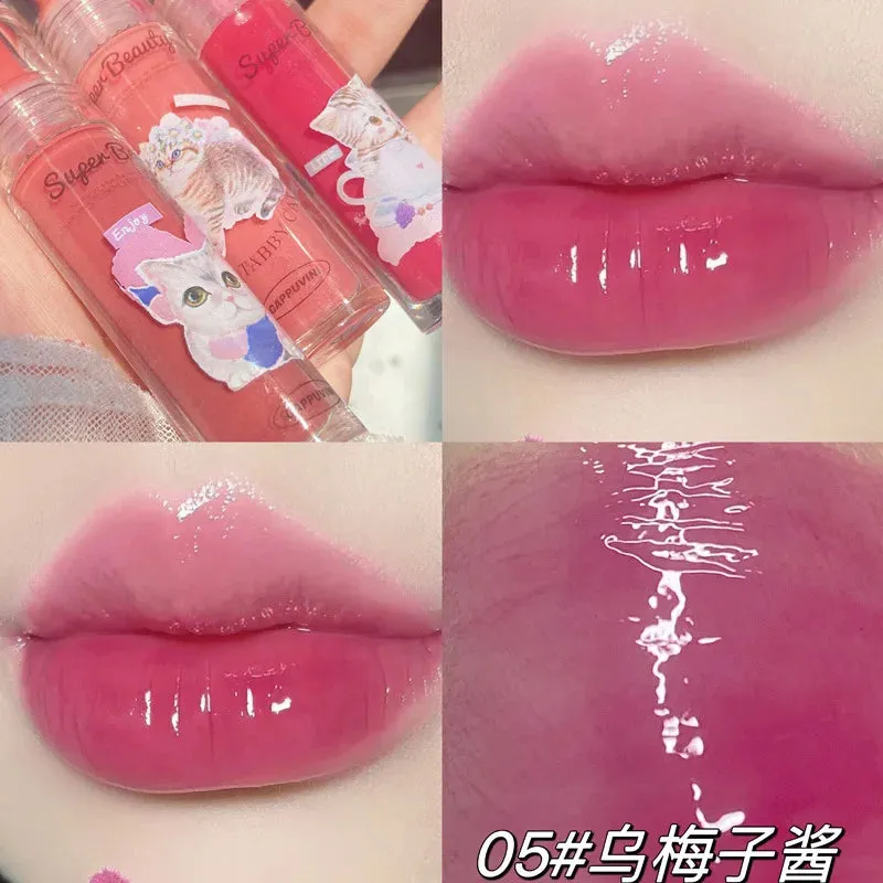 Toleet-Christmas/Thanksgiving Gift Winter Makeup Ideas 6Color Cat Mirror Lip Glaze High Gloss Moisturizing Sexy Red Lip Tint Lipstick Lip Essence Long Lasting Lipgloss Korean Cosmetic