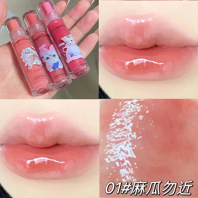 Toleet-Christmas/Thanksgiving Gift Winter Makeup Ideas 6Color Cat Mirror Lip Glaze High Gloss Moisturizing Sexy Red Lip Tint Lipstick Lip Essence Long Lasting Lipgloss Korean Cosmetic