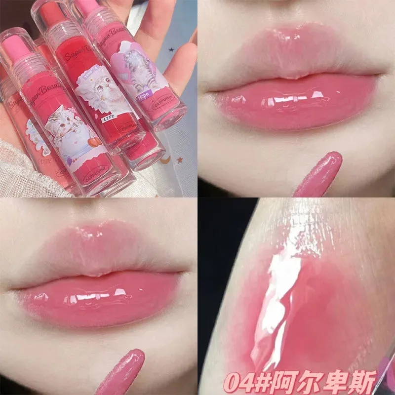 Toleet-Christmas/Thanksgiving Gift Winter Makeup Ideas 6Color Cat Mirror Lip Glaze High Gloss Moisturizing Sexy Red Lip Tint Lipstick Lip Essence Long Lasting Lipgloss Korean Cosmetic